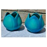 Vintage Van Briggle Blue Tulip Vases