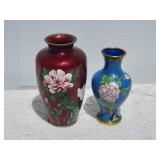 Vintage Japanese Enameled Vase Pair