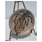 Vintage Rock Hard Stoneware Studio Art Ceramic Cup & Saucer with Handpainted Cicada Design