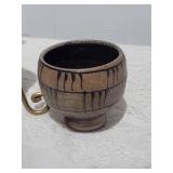 Vintage Rock Hard Stoneware Studio Art Ceramic Cup & Saucer with Handpainted Cicada Design