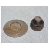 Vintage Rock Hard Stoneware Studio Art Ceramic Cup & Saucer with Handpainted Cicada Design