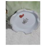 Vintage Lefton Handpainted Fine China Teapot - Green Floral / Polished Gold