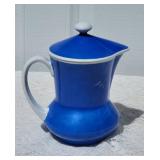 Mid-Century Modern Czech Studio Ceramic Pitcher - Royal Blue / White