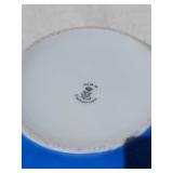 Mid-Century Modern Czech Studio Ceramic Pitcher - Royal Blue / White