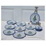 *SIGNED* Adorable Vintage Hand Painted Christmas Ceramic Service - M.A. Hadley - (15)