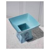 Fantastic Vintage Roselane California Pottery - Blue Square Floral Vase