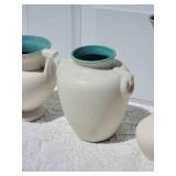 Vintage Coors Goldenn Colorado Pottery - Cream / Blue Vase Collection - (4)