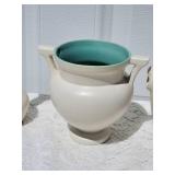 Vintage Coors Goldenn Colorado Pottery - Cream / Blue Vase Collection - (4)