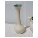 Vintage Coors Goldenn Colorado Pottery - Cream / Blue Vase Collection - (4)
