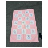 Woodland Animal Embroidery Nursery Banket (Pink)