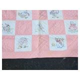 Woodland Animal Embroidery Nursery Banket (Pink)