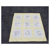 Animal Embroidery Nursery Banket (Yellow)