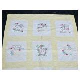 Animal Embroidery Nursery Banket (Yellow)