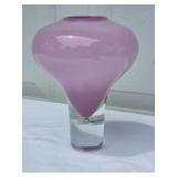 Beautiful Petal Pink Glass Blown Vase Signed by Artist