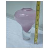 Beautiful Petal Pink Glass Blown Vase Signed by Artist