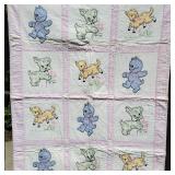 Delightful Kitten Puppy Lamb Applique Feed Sack Nursery Quilt