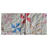 Vintage Feed Sack Pin Wheel Pattern Quilt ~ 77 x 64