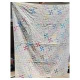 Vintage Feed Sack Pin Wheel Pattern Quilt ~ 77 x 64