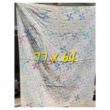 Vintage Feed Sack Pin Wheel Pattern Quilt ~ 77 x 64