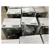 Pallet Full Of 21 Kohler ( 16 ) Adjuste & ( 5 ) Proccesso Shower Heads & 13 Kohler Slow Close Toilet Seats - Open Box Untested