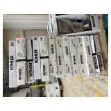 Pallet Full Of 21 Kohler ( 16 ) Adjuste & ( 5 ) Proccesso Shower Heads & 13 Kohler Slow Close Toilet Seats - Open Box Untested