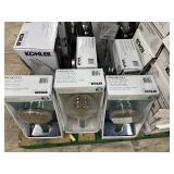 Pallet Full Of 21 Kohler ( 16 ) Adjuste & ( 5 ) Proccesso Shower Heads & 13 Kohler Slow Close Toilet Seats - Open Box Untested