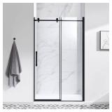 OVE Decors EVA SHOWER DOOR 48" BLACK Sliding shower door with double vertical door handles - Black