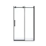 OVE Decors EVA SHOWER DOOR 48" BLACK Sliding shower door with double vertical door handles - Black