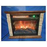 LifeSmart Small Square Faux Stone Infrared Fireplace with Remote