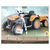 Blazin’ Wheels 12V Tractor Ride-On Toy with Trailer
