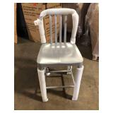 Flash Furniture Silver 24 in. H Commercial Grade Metal Counter Height Stool with Footrest, Vertical Slat Back Stool for Restaurants Customer Returns See Pictures