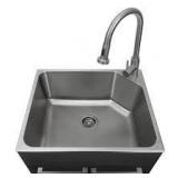 Presenza All-in-One 24 in. x 21.2 in. x 34 in. Stainless Steel Drop-In Sink and Cabinet with Faucet in Gray Customer Returns See all Pictures