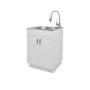 Glacier Bay 24 in. W x 21 in. D x 34 in. L Stainless Steel Laundry/Utility Sink with Faucet and Cabinet in White Customer Returns See all Pictures