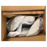 Glitzhome  Pale Grey Fabic/Leatherette Bar Stool with Tapered Metal Legs (Set of 2) Customer Return Review all pictures