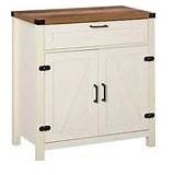 HOMCOM Distressed White Barn Door Buffet Sideboard with 2-Open-Shelves and Doored Cabinet Customer Return Review all pictures