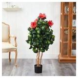 Nearly Natural 4 ft. Artificial Hibiscus Tree Customer Return Review all pictures