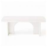 TRIBESIGNS WAY TO ORIGIN Halseey Modern Cream White Wood 63 in. Pedestal Dining Table Seats 4-6 Customer Return Review all pictures