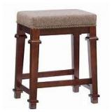 Linon Home Decor Nelson 31 in. Brown Backless Wood Bar Stool with Tweed Fabric Seat Customer Return Review all pictures
