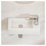 Eridanus Turner Crisp White Vitreous China Rectangular Wall-Mounted bathroom Sink with Faucet Hole Customer Return Review all pictures