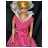 VINTAGE BLONDE BARBIE WITH PINK DRESS AND STAND
