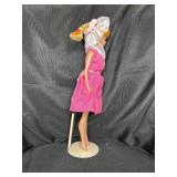 VINTAGE BLONDE BARBIE WITH PINK DRESS AND STAND