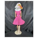 VINTAGE BLONDE BARBIE WITH PINK DRESS AND STAND