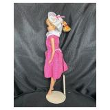 VINTAGE BLONDE BARBIE WITH PINK DRESS AND STAND
