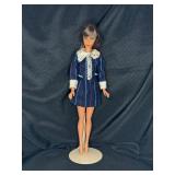 VINTAGE DARK BRUNETTE MOD BARBIE IN NAVY BLUE MINI DRESS FOR JAPANESE MARKET