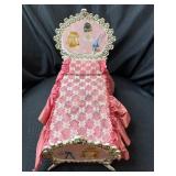 VINTAGE BARBIE BED WITH BEDSPREAD AND PILLOW CASE