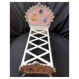 VINTAGE BARBIE BED WITH BEDSPREAD AND PILLOW CASE
