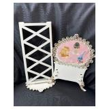 VINTAGE BARBIE BED WITH BEDSPREAD AND PILLOW CASE
