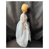 VINTAGE BLONDE 1958 BARBIE WITH BLUE NIGHTGOWN - BENDABLE LEGS