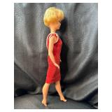 VINTAGE MARY MAKEUP BLONDE DOLL WITH RED DRESS