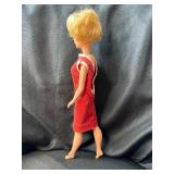 VINTAGE MARY MAKEUP BLONDE DOLL WITH RED DRESS